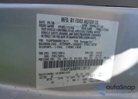 2009 Ford Focus Ses from USA, damaged, VIN 1FAHP36N89W128151